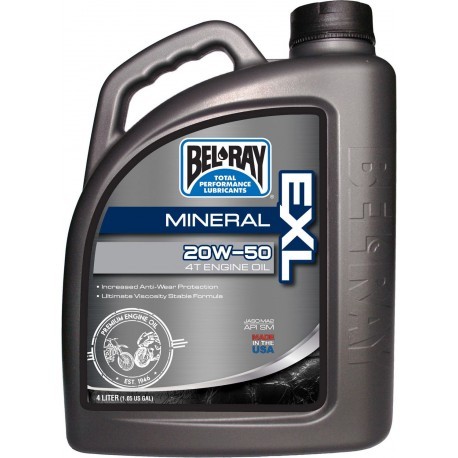 Garrafa 4 L Aceite Bel-Ray Motor 4T EXL Mineral 20W-50
